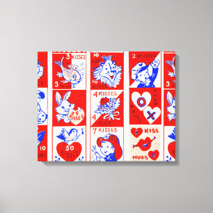 Toile Valentine Retro Love Hugs Motif