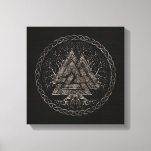 Toile Valknut et arbre de la vie Yggrdrasil