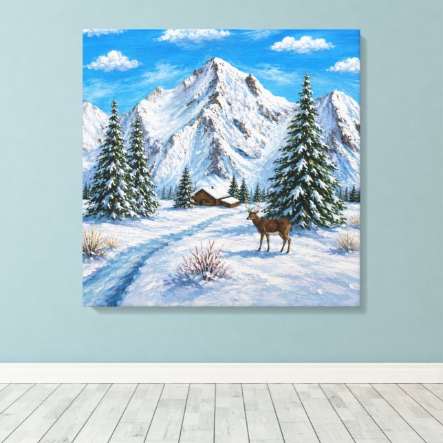 Toile Vallée de la montagne enneigée (Insitu (Plancher de Bois))