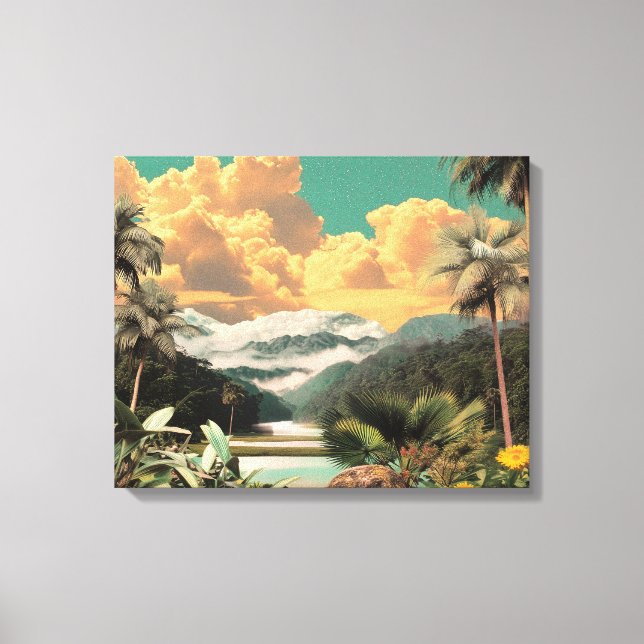 Toile Vallée Tropicale Surréaliste Avec Palmiers (Recto)