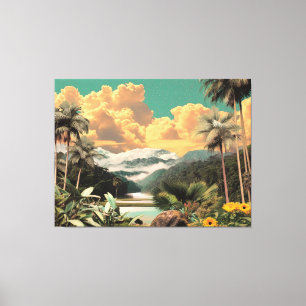 Toile Vallée Tropicale Surréaliste Avec Palmiers