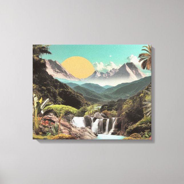 Toile Vallée Tropicale Surréelle Avec Cascades (Recto)