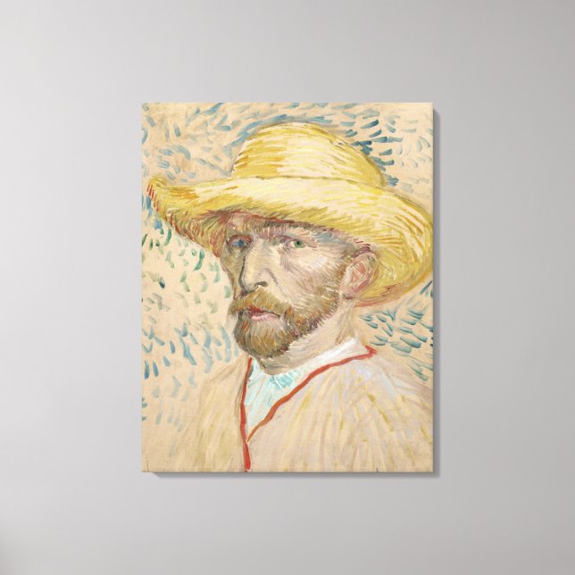 Toile Van Gogh Autoportrait avec casquette en paille (Recto)