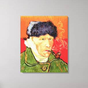 Toile Van Gogh - Autoportrait avec oreille et tuyau en b