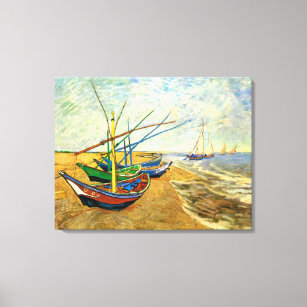 Toile Van Gogh Bateaux de pêche sur la plage de Saintes 