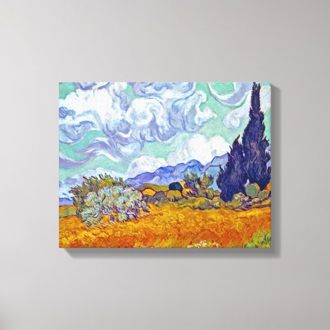 Toile Van Gogh - Champ de blé avec cyprès (Recto)