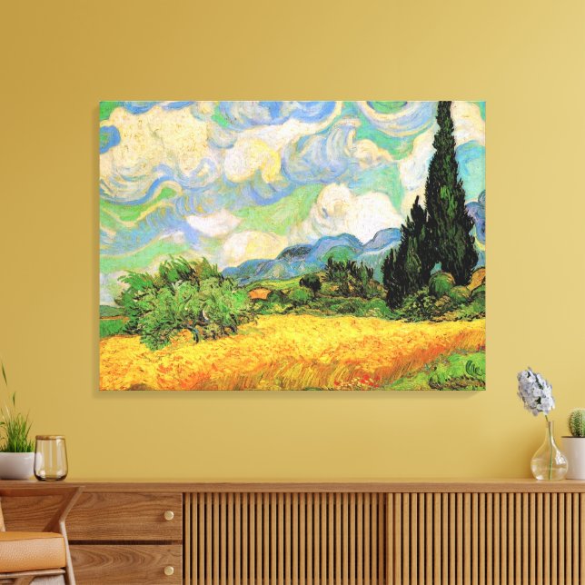 Toile Van Gogh Champ de blé w Cyprès à Haute Galline (Insitu(Salon))