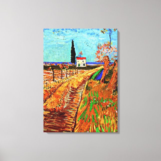 Toile Van Gogh - Chemin à travers un champ avec des saul (Recto)