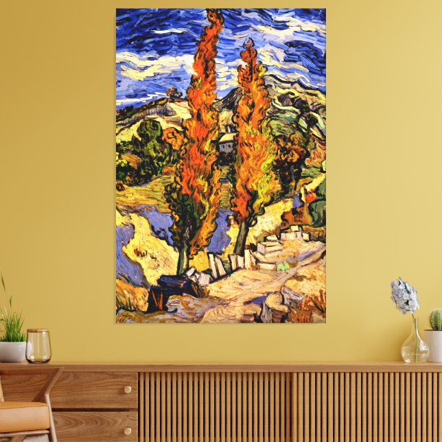 Toile Van Gogh - Deux peupliers sur une colline (Insitu(Salon))