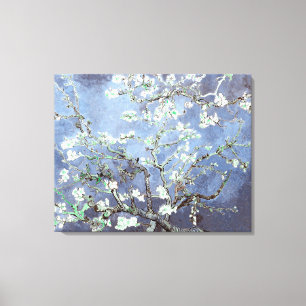 Toile Van Gogh Floraison d'Amandier Bleu Acier