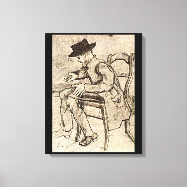 Toile Van Gogh - Homme Écrivant, Face À Gauche, (Recto)
