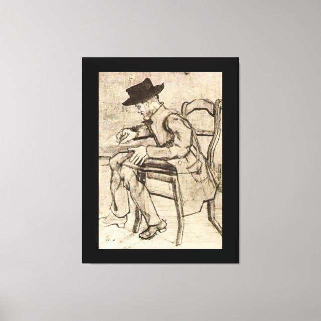 Toile Van Gogh - Homme Écrivant, Face À Gauche, (Recto)