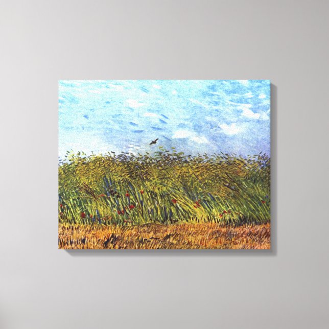 Toile Van Gogh : Le champ de blé avec des pavots et Lark (Recto)