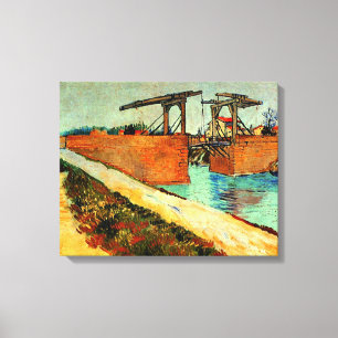 Toile Van Gogh - Le pont Langlois avec route,