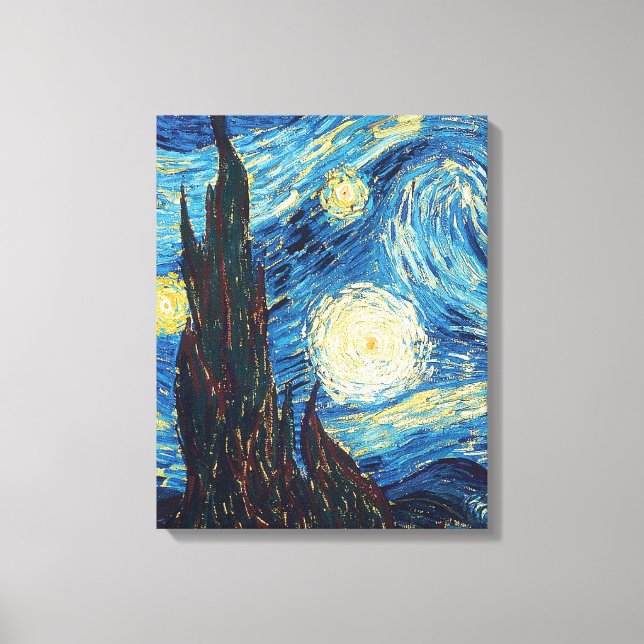 Toile Van Gogh Nuit étoilée Vintage Bleu Chef-d'œuvre (Recto)