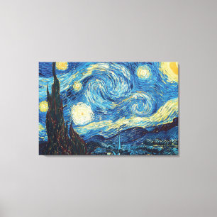 Toile Van Gogh Nuit Étoilée Vintage Bleu Chef-d'œuvre