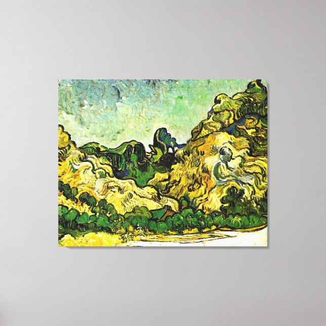 Toile Van Gogh - Paysage de montagne à Saint-Rémy (Recto)