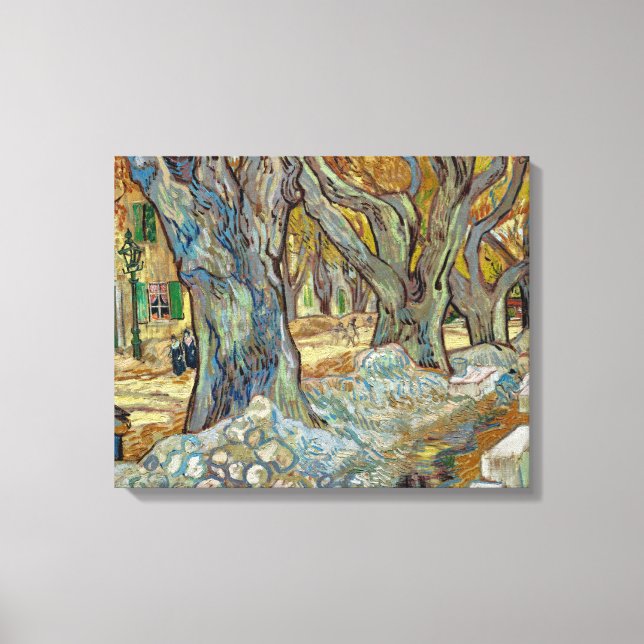 Toile Van Gogh Peinture sur grands platanes (Recto)