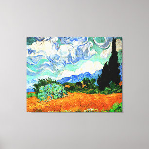 Toile Van Gogh peinture, Wheatfield avec Cypress Tree