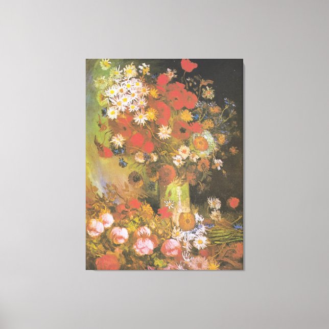 Toile Van Gogh Peonies Vintages et chrysanthèmes (Recto)