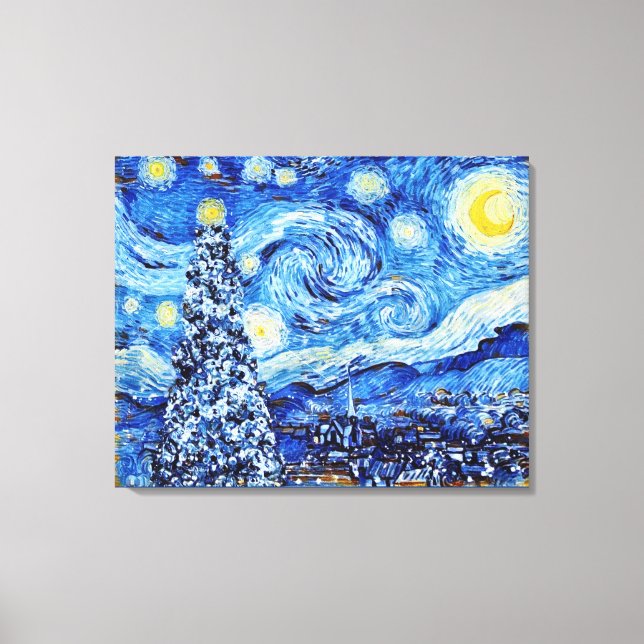 Toile Van Gogh Starry Nuit - White Christmas Tree Canva (Recto)
