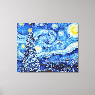 Toile Van Gogh Starry Nuit - White Christmas Tree Canva