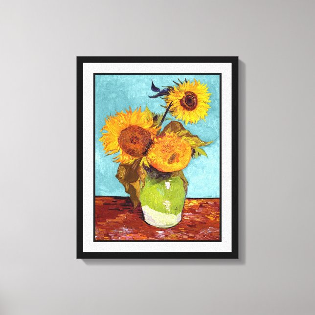 Toile Van Gogh - Trois Tournesols Dans Un Vase - Art (Recto)