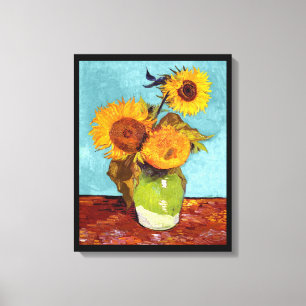 Toile Van Gogh - Trois Tournesols Dans Un Vase - Art