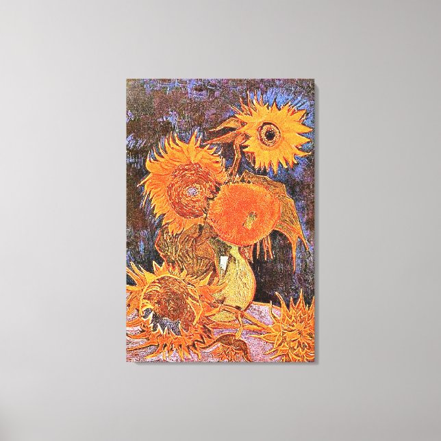 Toile Van Gogh - Vase à vie continue avec cinq tournesol (Recto)