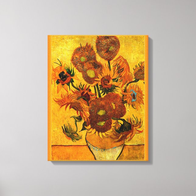 Toile Van Gogh - Vase avec 15 tournesols (Recto)