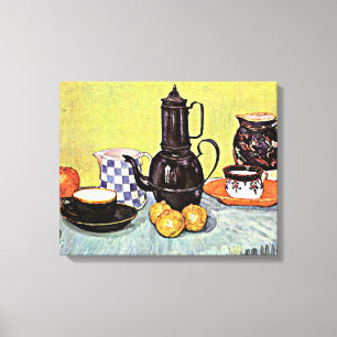 Toile Van Gogh - Vie morte avec café en émail bleu
