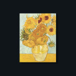 Toile Vase avec 12 tournesols - Vincent Van Gogh (1888)<br><div class="desc">Ce design utilise le tableau de Vincent Van Gogh de 1888 "Vase avec 12 tournesols". Le tableau montre douze tournesols dans un vase jaune sur un arrière - plan bleu et jaune.</div>