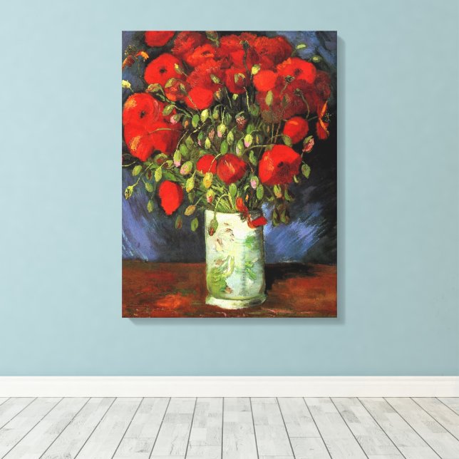 Toile Vase avec des pavots rouges par Vincent van Gogh (Insitu (Plancher de Bois))