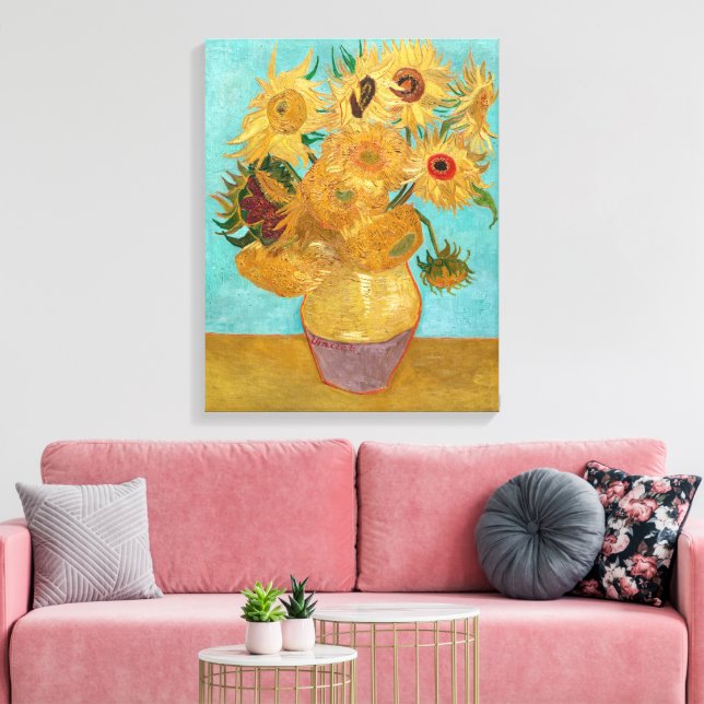 Toile Vase avec douze tournesols | Van Gogh | (Insitu(Salon))