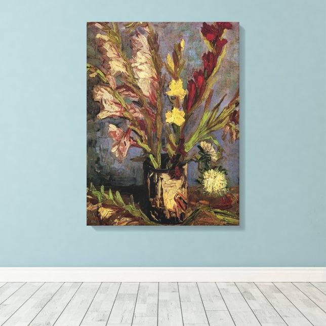Toile Vase avec Gladioli par Vincent van Gogh (Insitu (Plancher de Bois))