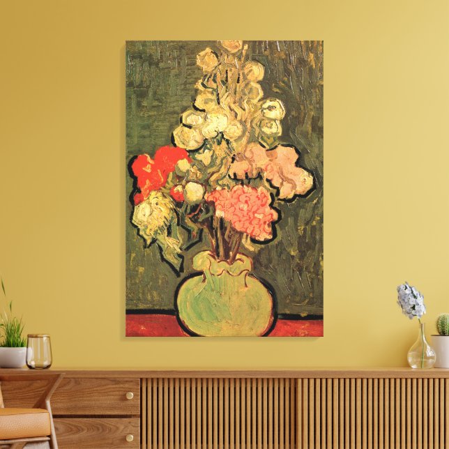 Toile Vase avec rose mallows par Vincent van Gogh (Insitu(Salon))