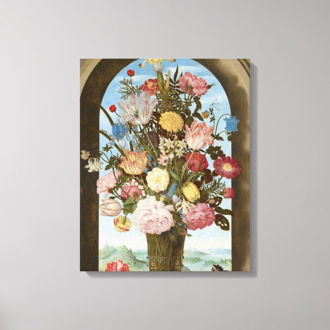 Toile Vase de fleurs dans une fenêtre, c.1618 (Recto)