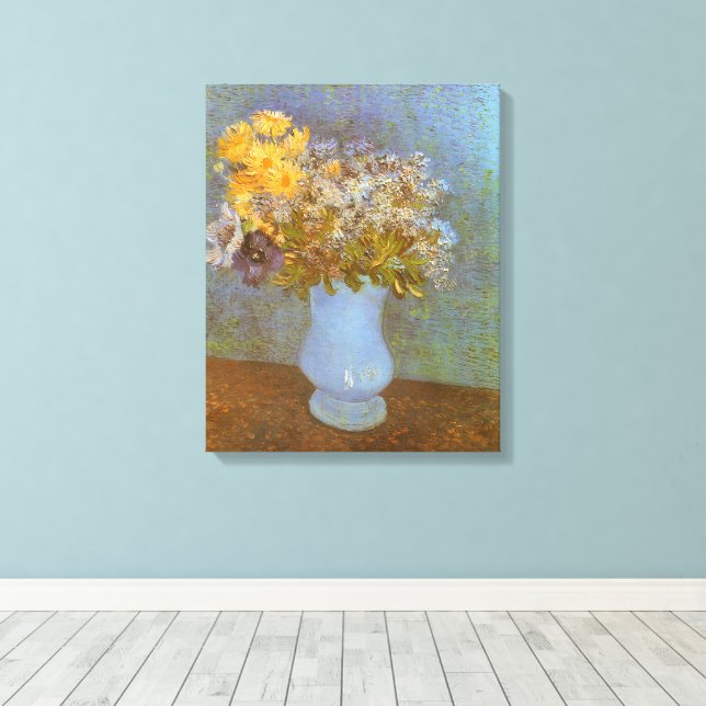 Toile Vase de Vincent van Gogh avec lilas, marguerites,  (Insitu (Plancher de Bois))