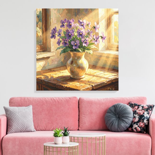 Toile Vase de violettes violettes Impasto   (Insitu(Salon))