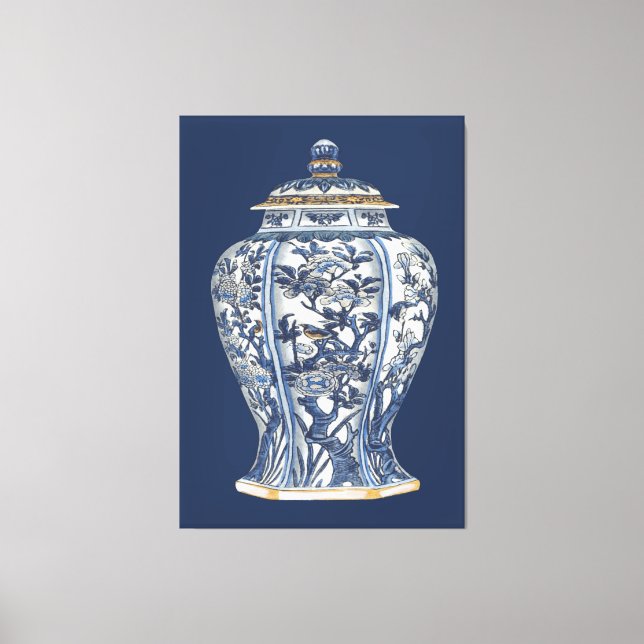 Toile Vase en porcelaine bleue et blanche de Vision Stud (Recto)