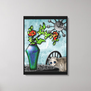 Toile Vase en verre Kitty et Favrile (Galerie Wrapped Ca