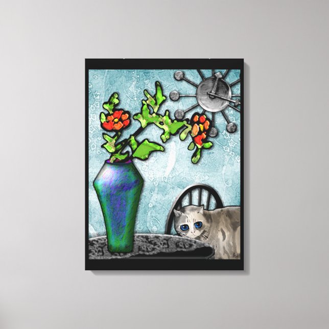 Toile Vase en verre Kitty et Favrile (Galerie Wrapped Ca (Recto)