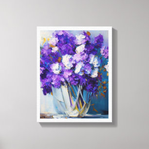 Toile Vase en verre vintage de fleurs violettes