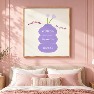 Toile Vase Floral Pratiques de Pleine Conscience