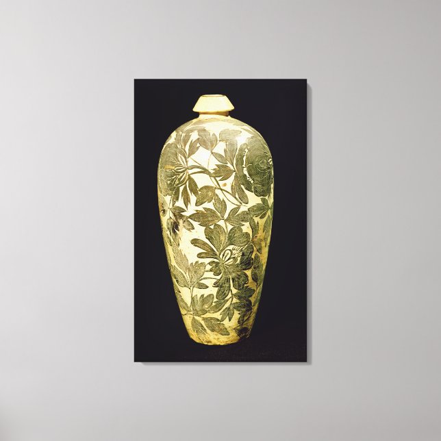 Toile Vase Mei P'ing à la décoration florale noire (Recto)