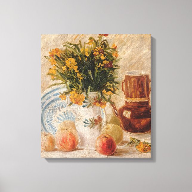 Toile Vase vintage avec Fleurs Café et Fruit (Recto)