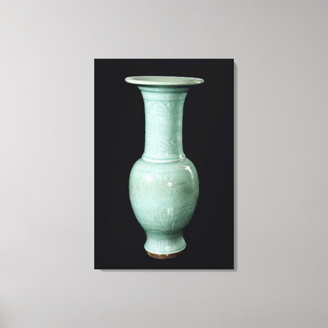 Toile Vase vitrée Celadon, dynastie Yuan (Recto)
