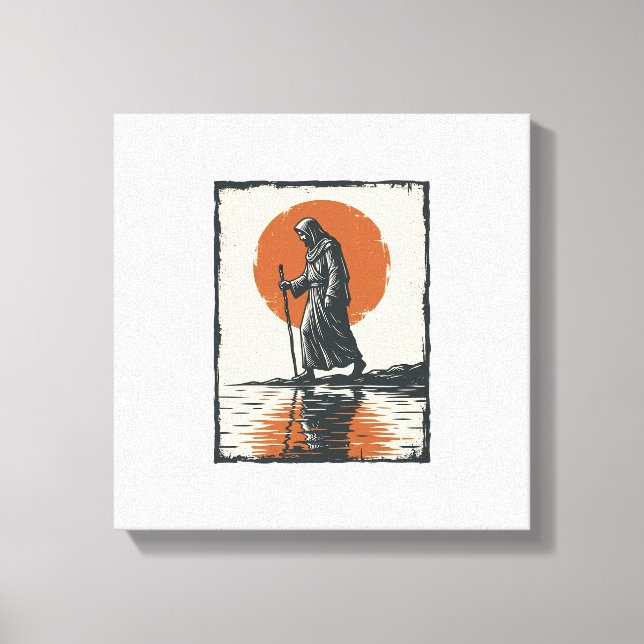 Toile Vecteur de réflexion de silhouette de marche au co (Recto)