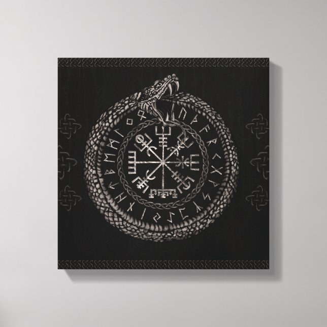 Toile Vegvisir avec Ouroboros et runes (Recto)