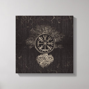 Toile Vegvisir et arbre de vie -Yggdrasil